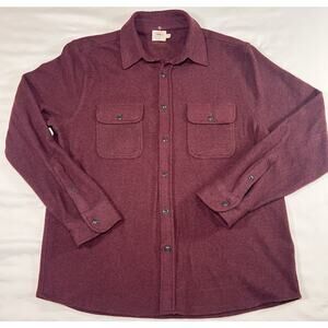 Faherty Legend Sweater Shirt Men's Size L Burgundy Button Up Pockets Long Sleeve